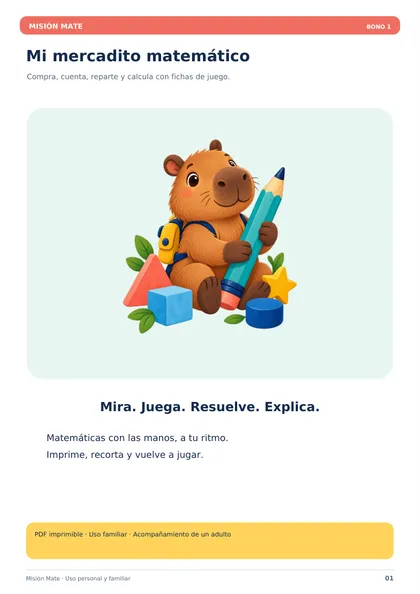 Portada real del bono Mi mercadito matemático