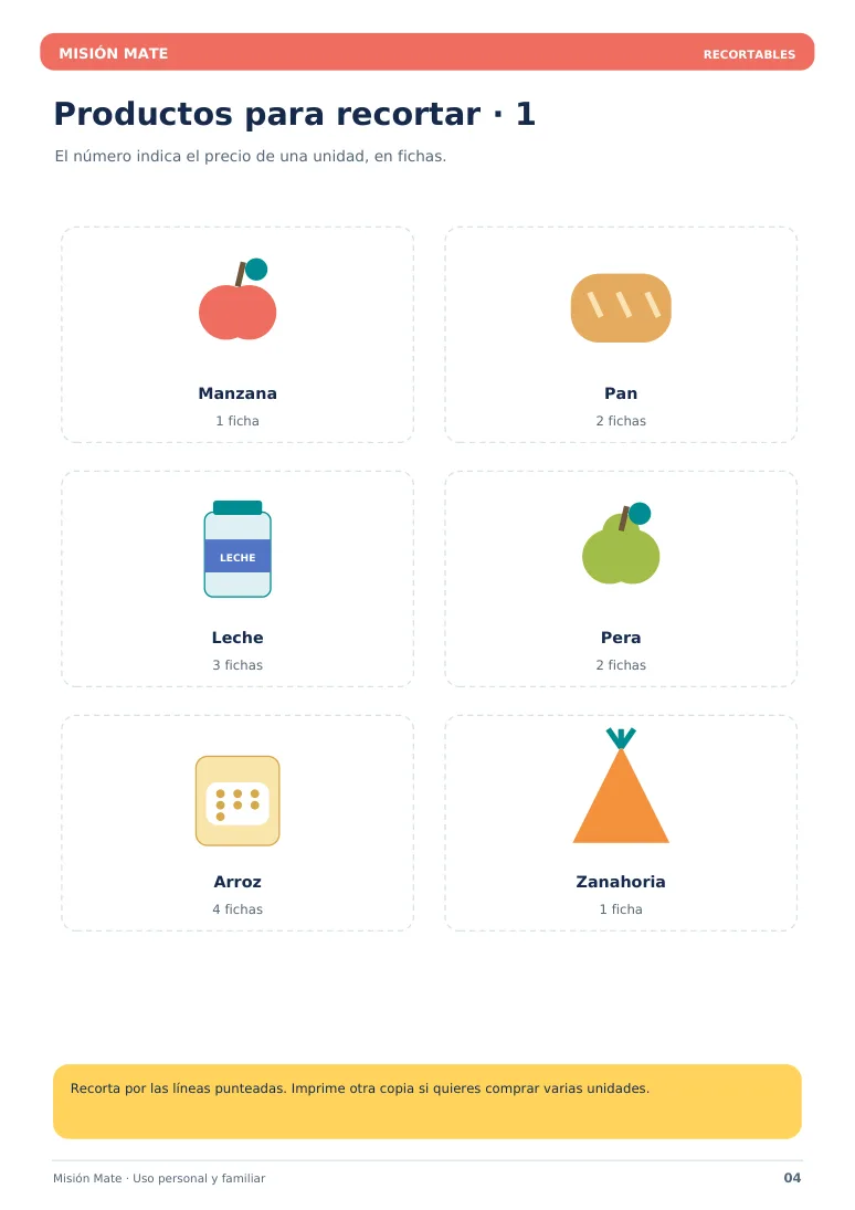 Página real: Productos para recortar
